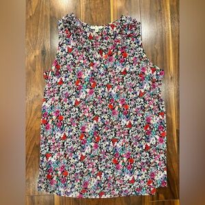 CABI Liberty Floral Ruffle-Neck Sleeveless Top.  Size M